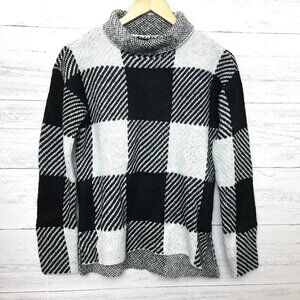 NEW DKNY Women's Black and White Plaid Turtleneck Sweater Tunic size XXS